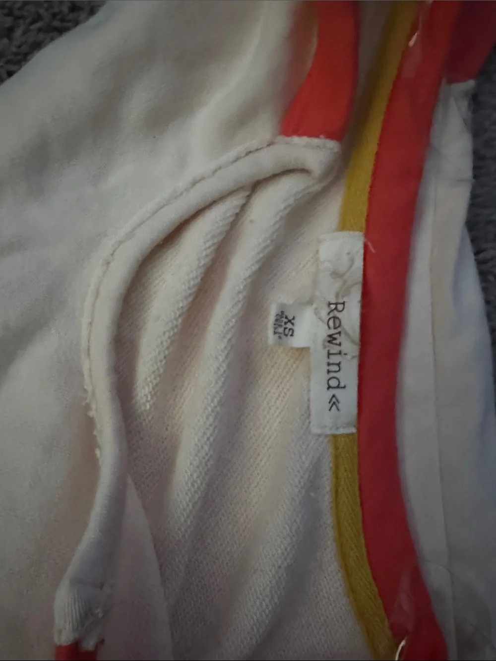 Rewind Cream Tee with Coral Sleeves and Logo